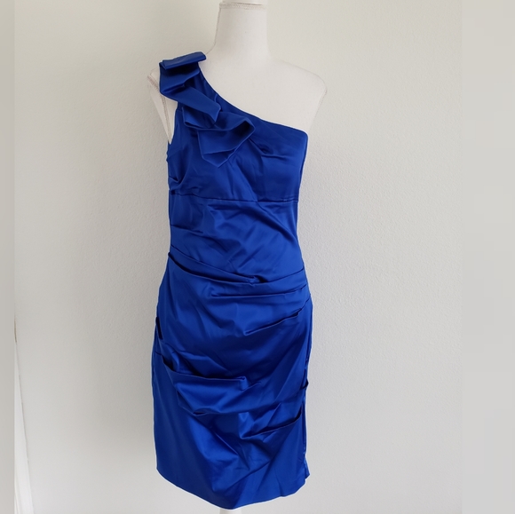 NEW! Roulette mini royal blue dress ruched size 4 - Picture 1 of 5